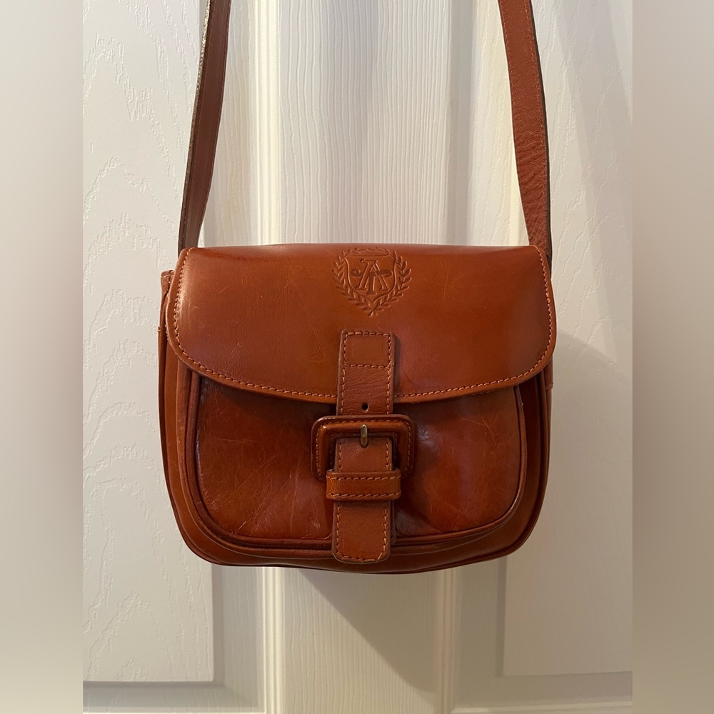 Ann Taylor Vintage Leather Saddlebag Purse; Made in Italy. Great Pre-owned!